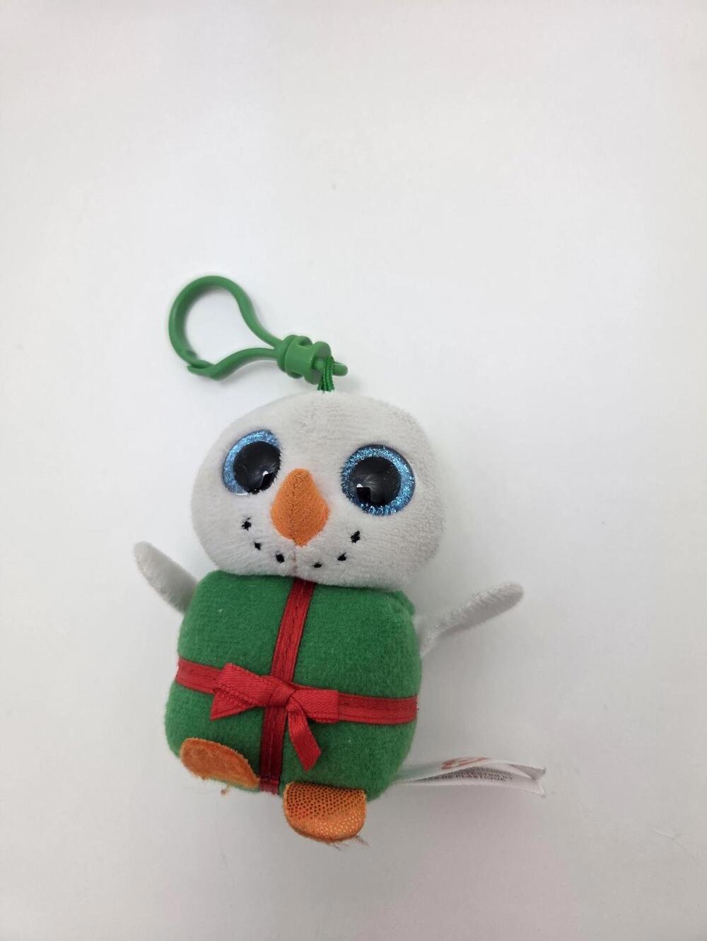 TY Baby Beanies Key Clip “Shivers” the Snowman Present No Hang Tag (3 inch)